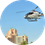 Helicopter flight from the Palm Island, Dubai